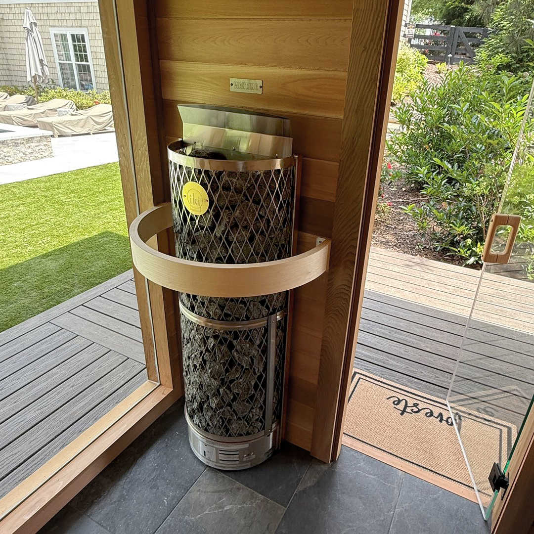 IKI Wall electric sauna heater with safety railing